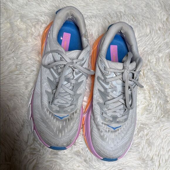 Hoka Gaviota 4 Women's Gray and Orange Running Shoes - Picture 2 of 5